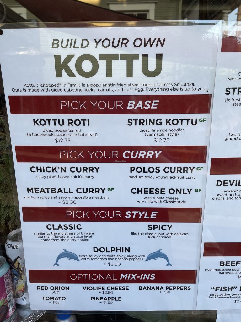 An image of the menu at Mirisata